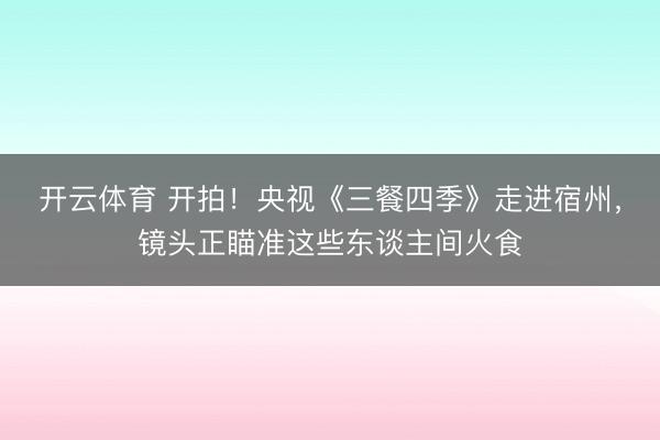 开云体育 开拍！央视《三餐四季》走进宿州，镜头正瞄准这些东谈主间火食