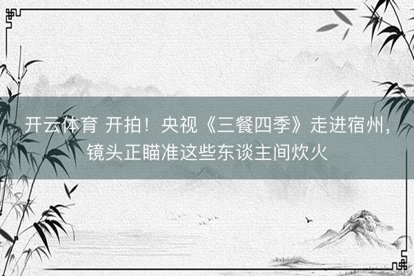 开云体育 开拍!央视《三餐四季》走进宿州,镜头正瞄准这些东谈主间炊火