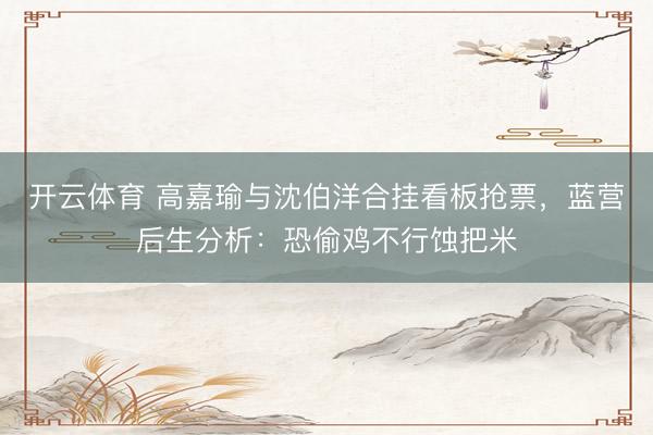 开云体育 高嘉瑜与沈伯洋合挂看板抢票，蓝营后生分析：恐偷鸡不行蚀把米