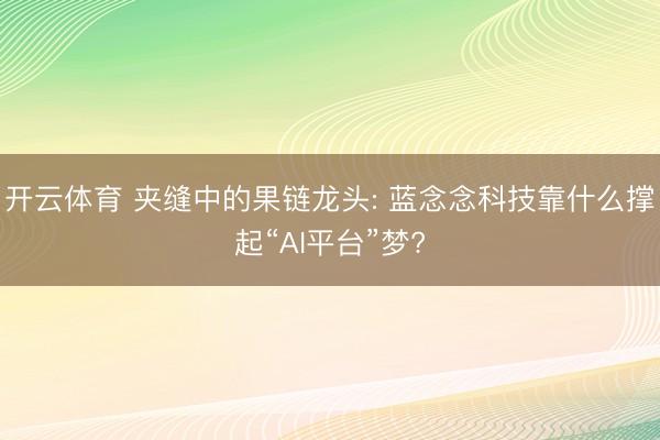开云体育 夹缝中的果链龙头: 蓝念念科技靠什么撑起“AI平台”梦?