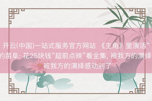 开云(中国)一站式服务官方网站 《主角》里演活“何大锤”的苗阜: 花25块钱“超前点映”看全集, 被我方的演绎感动到了