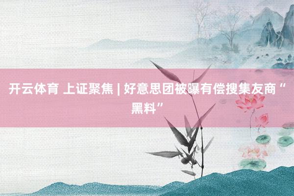 开云体育 上证聚焦 | 好意思团被曝有偿搜集友商“黑料”